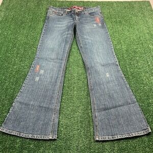 VTG Mudd Jeans Women's Size 11 34x30" Blue Stretch Flared Bell Bottoms Denim Y2K